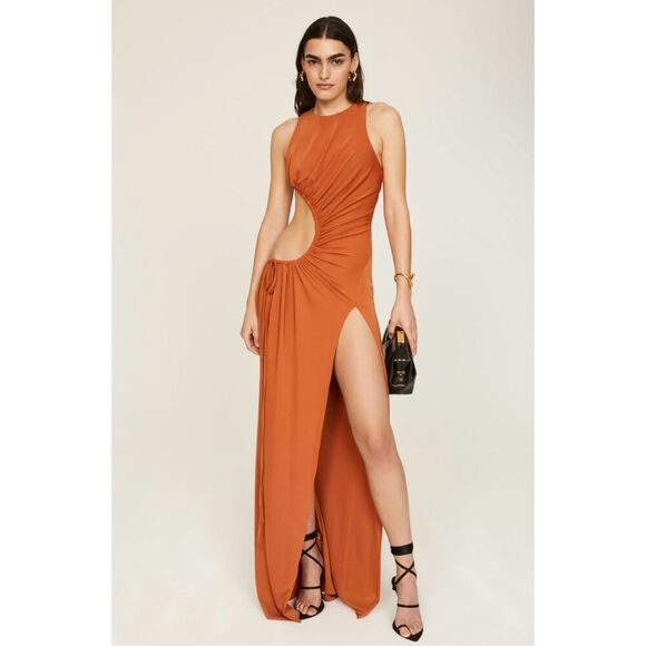 K.NGSLEY Orange Cut-Out Maxi Dress - Picture 1 of 12
